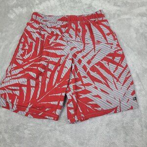 Columbia Swim Trunks Mens‎ Size Small Red White Floral Swim Swimsuit Adult Lined